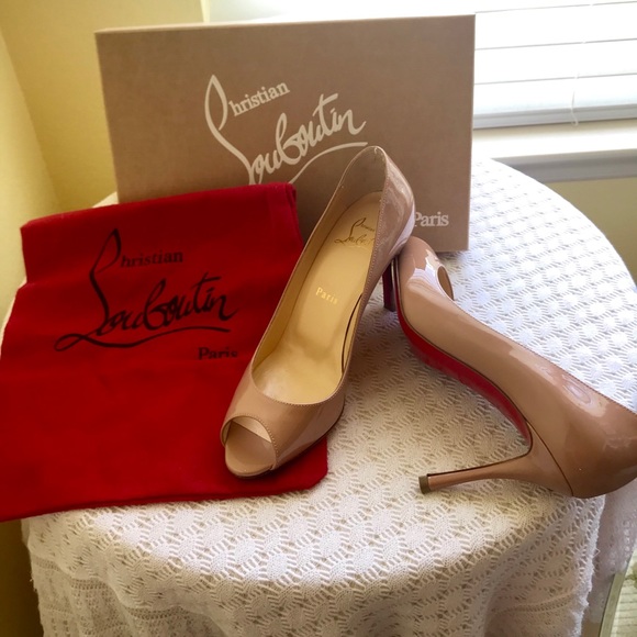 Christian Louboutin Shoes - Christian Louboutin nude peep toe heels!
